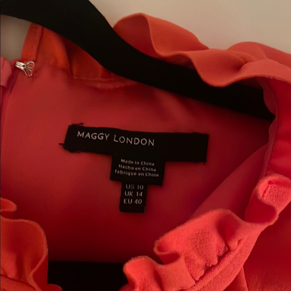 Maggy London Coral Ruffle Dress